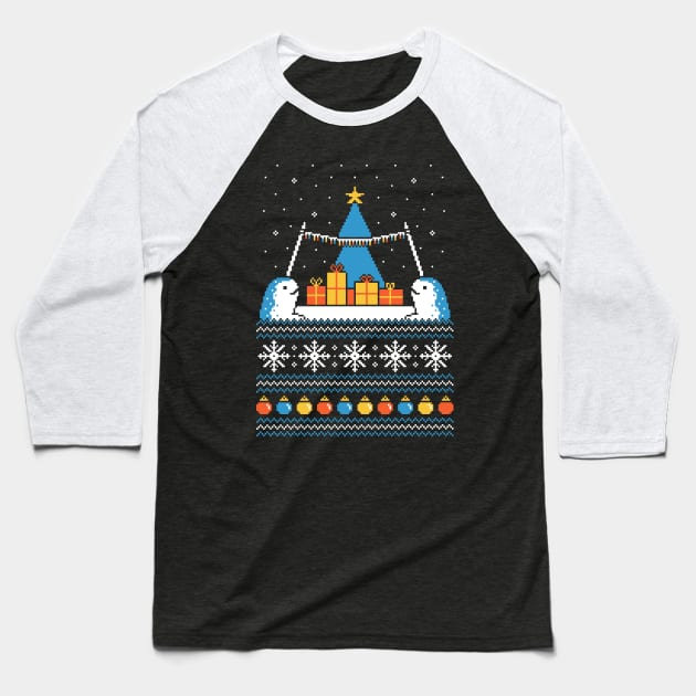 Christmas Narwhals Baseball T-Shirt by HandsOffMyDinosaur